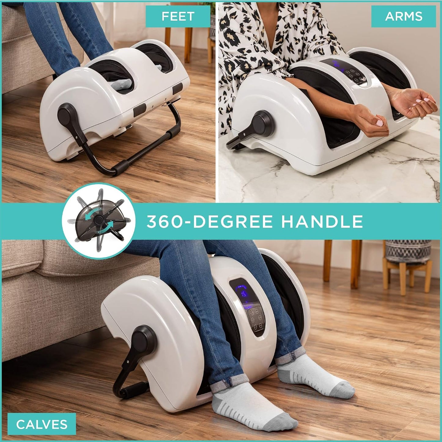 Best Choice Products Shiatsu Foot Massager with Heat for Plantar Fasciitis & Neuropathy, Kneading Foot & Calf Massager with Remote, 360° Adjustable Handle, Rolling & Compression Massage - Satin Black