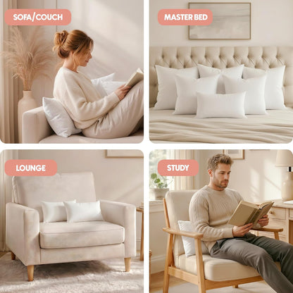 Utopia Bedding 12x20 Pillow Inserts, Set of 2, White – Indoor Decorative Throw Pillows for Bed, Sofa & Couch – Soft, Supportive & Fluffy Cushion Inserts
