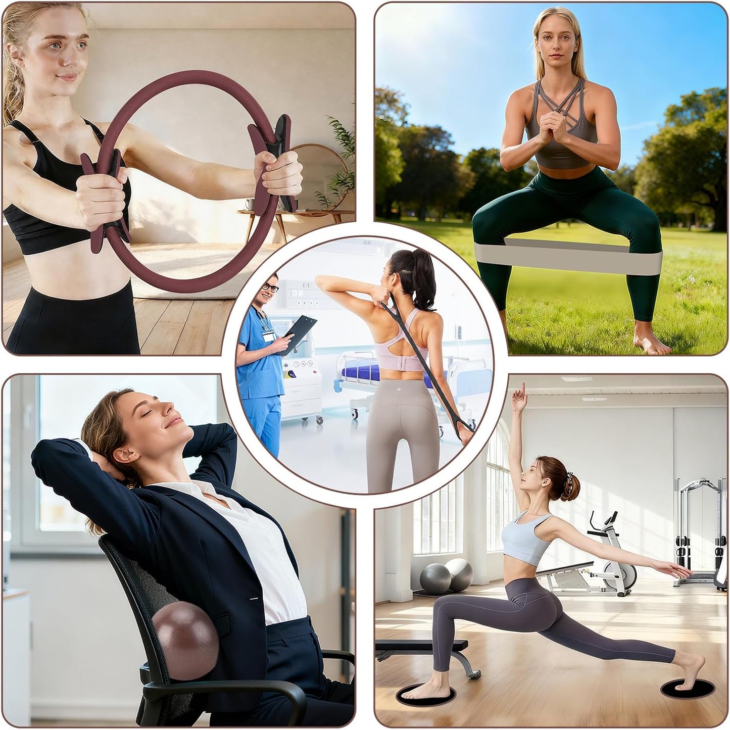 Hoedia Pilates Kit for Women, Pilates Equipment Ring and Ball Set with Resistance Bands, Yoga Strap, Core Sliders, Socks, Bag & Guide for Starter Home Workout Fitness Gym Essentials