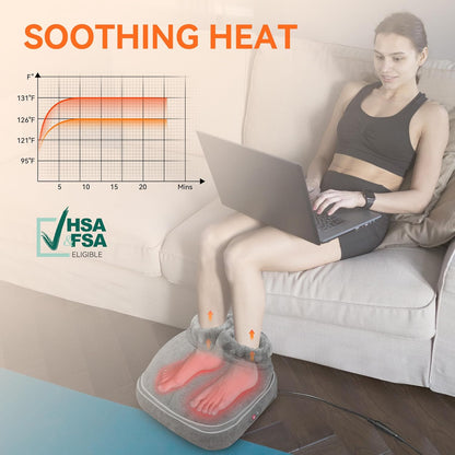 Snailax Shiatsu Foot Massager with Heat, Electrick Foot Massager Machine for Neuropathy, Plantar Fasciitis, Feet Warmers for Women,Men, Foot Heater Under Desk, Size 13