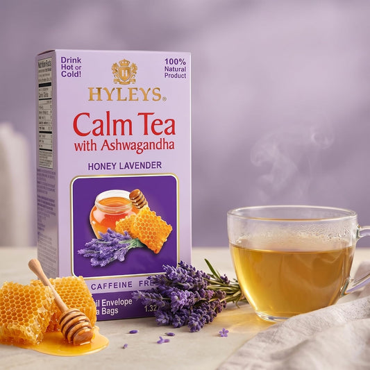 Hyleys Calm Tea with Ashwagandha, Lavender & Honey, Vegan, 25 Tea Bags