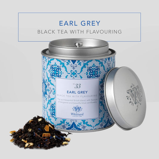 Whittard of Chelsea - Earl Grey Loose Leaf Tea, Black, Vegetarian & Vegan Friendly, Resealable Tin (100g, 1ct)