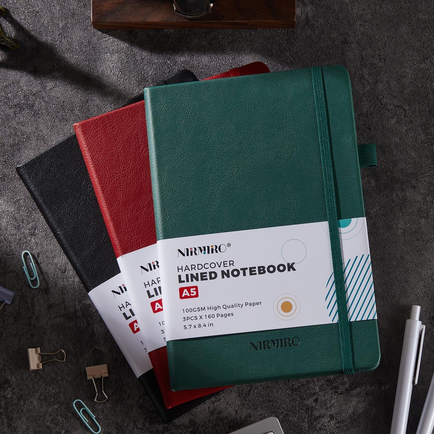 NIRMIRO (3 Pack) Pocket Notebook Small Journal with Pen, 3.7" x 5.7", A6 Mini Notebook for Women Men Work Writing, Hardcover Small Pocket Notepad with 100Gsm Premium Thick Lined Paper, Black Leather