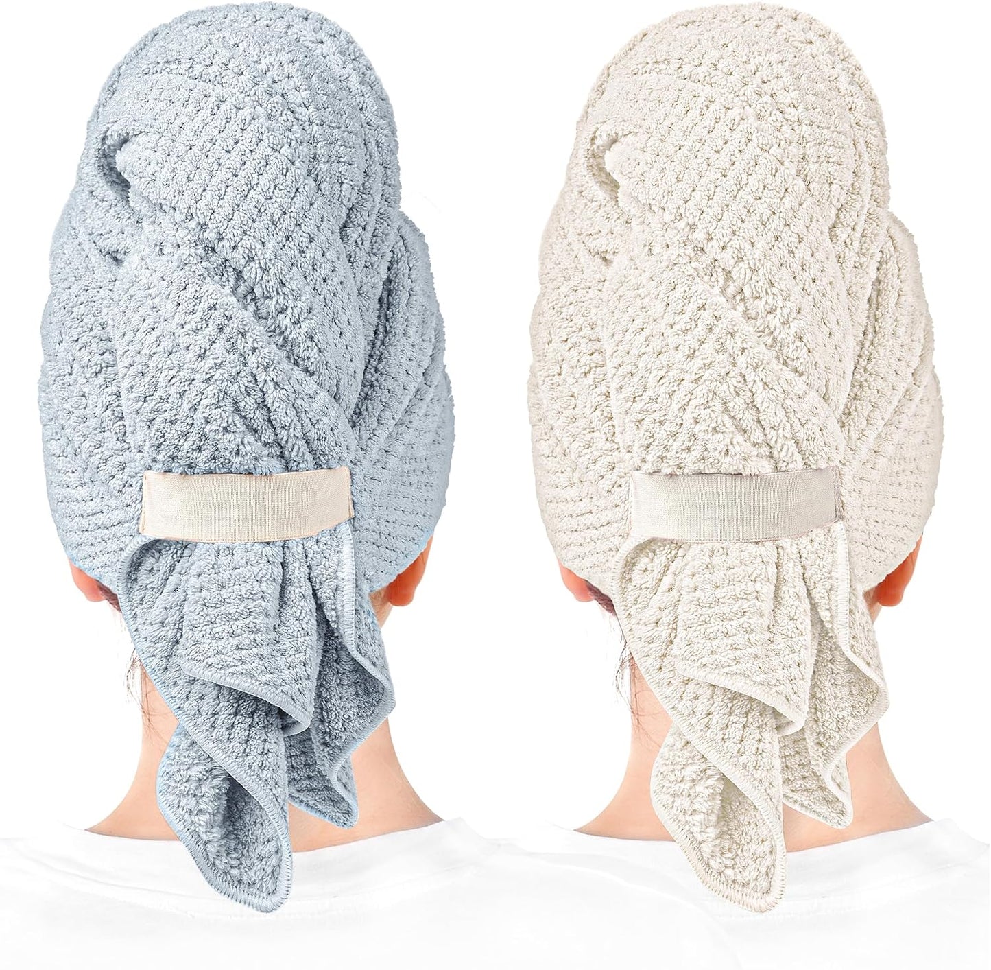 ROLSHOL 2 Packs Large Microfiber Hair Towels for Women, Super Absorbent & Quick Dry Hair Towel Wrap for Curly Hair Long & Short Hair- Anti-Frizz Hair Turbans for Wet Hair - 27.5''*39.4''