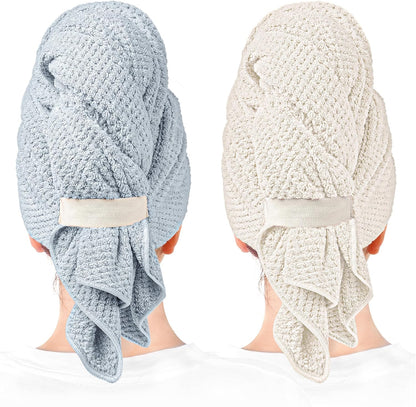 ROLSHOL 2 Packs Large Microfiber Hair Towels for Women, Super Absorbent & Quick Dry Hair Towel Wrap for Curly Hair Long & Short Hair- Anti-Frizz Hair Turbans for Wet Hair - 27.5''*39.4''
