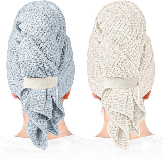 ROLSHOL 2 Packs Large Microfiber Hair Towels for Women, Super Absorbent & Quick Dry Hair Towel Wrap for Curly Hair Long & Short Hair- Anti-Frizz Hair Turbans for Wet Hair - 27.5''*39.4''