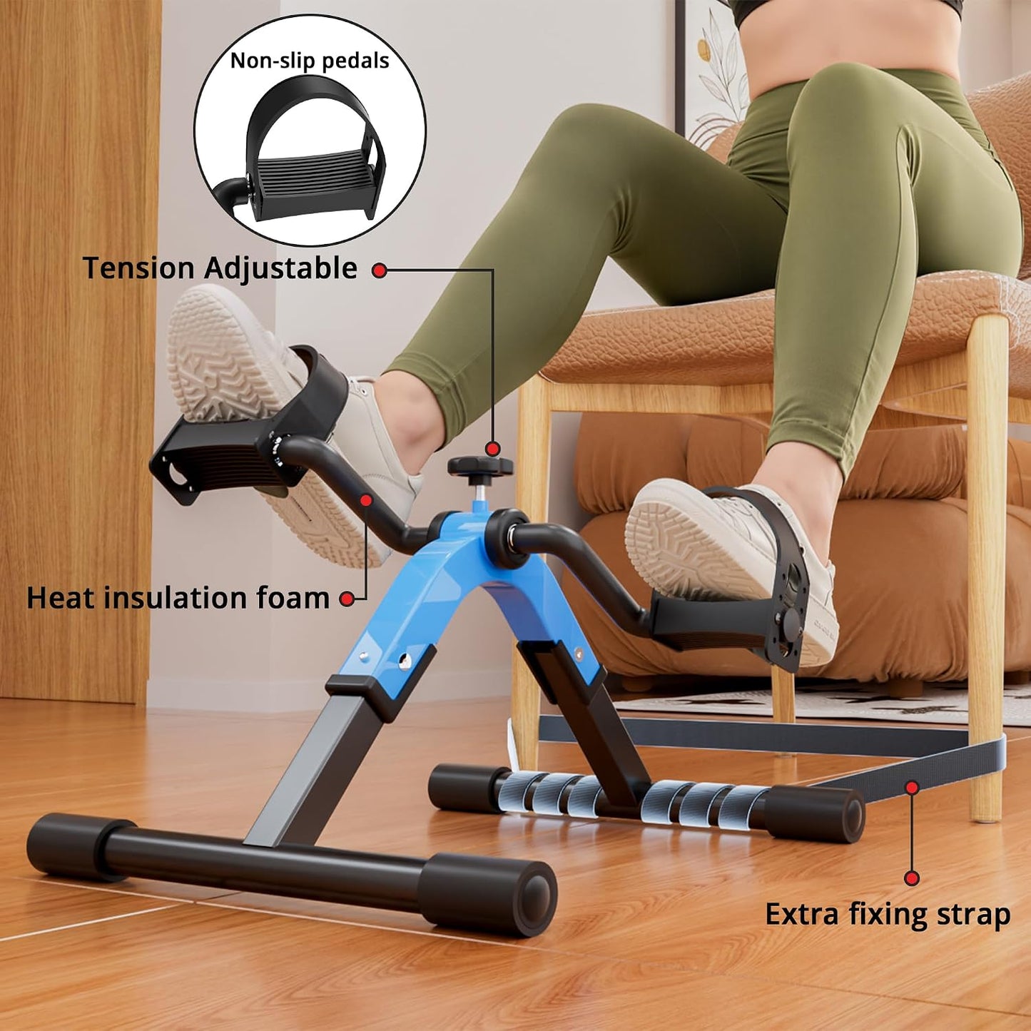 Folding Pedal Exerciser Mini Exercise Bike Under Desk Bike for Arms and Legs Workout, Portable Desk Bike Peddler Machine for Sedentary Officer & Seniors
