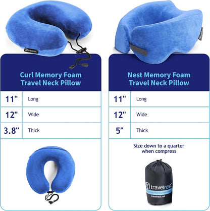 TRAVELREST Nest Neck Pillow Travel Essentials - Memory Foam Support - Grey