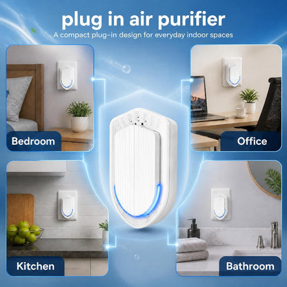Plug In Air Ionizers - 2 Pack Negative Ion Technology Air Purifier, Quiet Mini Air Freshener for Home, Bedroom, Office, Basement - Portable Air Purifiers for Odor, Dust, Smoke, Pet Smell White