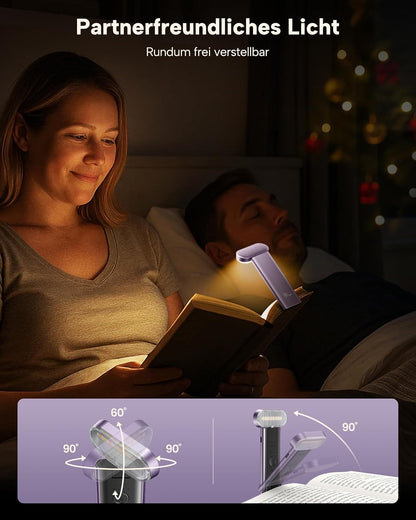 86lux Book Light, Rechargeable Reading Light for Book in Bed