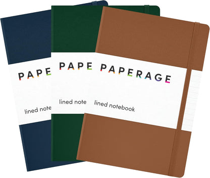 PAPERAGE Lined Journal Notebook, Hardcover Journal for Women & Men, 160 Pages, (5.6 in x 8 in), College Ruled Journaling Notebook for Work, School Supplies & Note Taking, (Black)