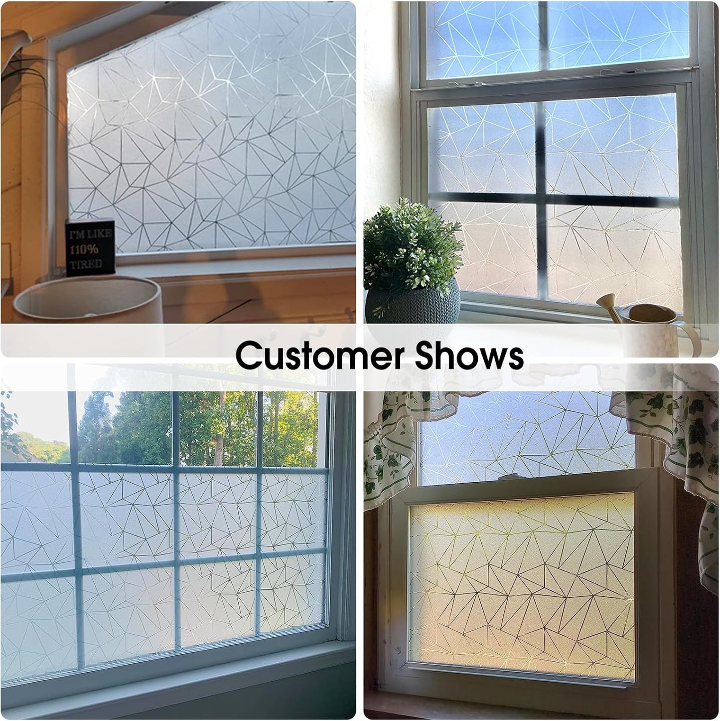 Coavas Blackout Window Privacy Film, Frosted Glass Static Cling, Decorative for Bathroom Door, UV Blocking Window Cling, Non-Adhesive Vinyl Sticker, Day and Night Windows Tint for Home,11.8x78.7 inch