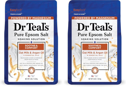 Dr Teal's Epsom Salt Magnesium Soak, Soothe & Comfort with Oat Milk & Argan Oil, 3 lbs