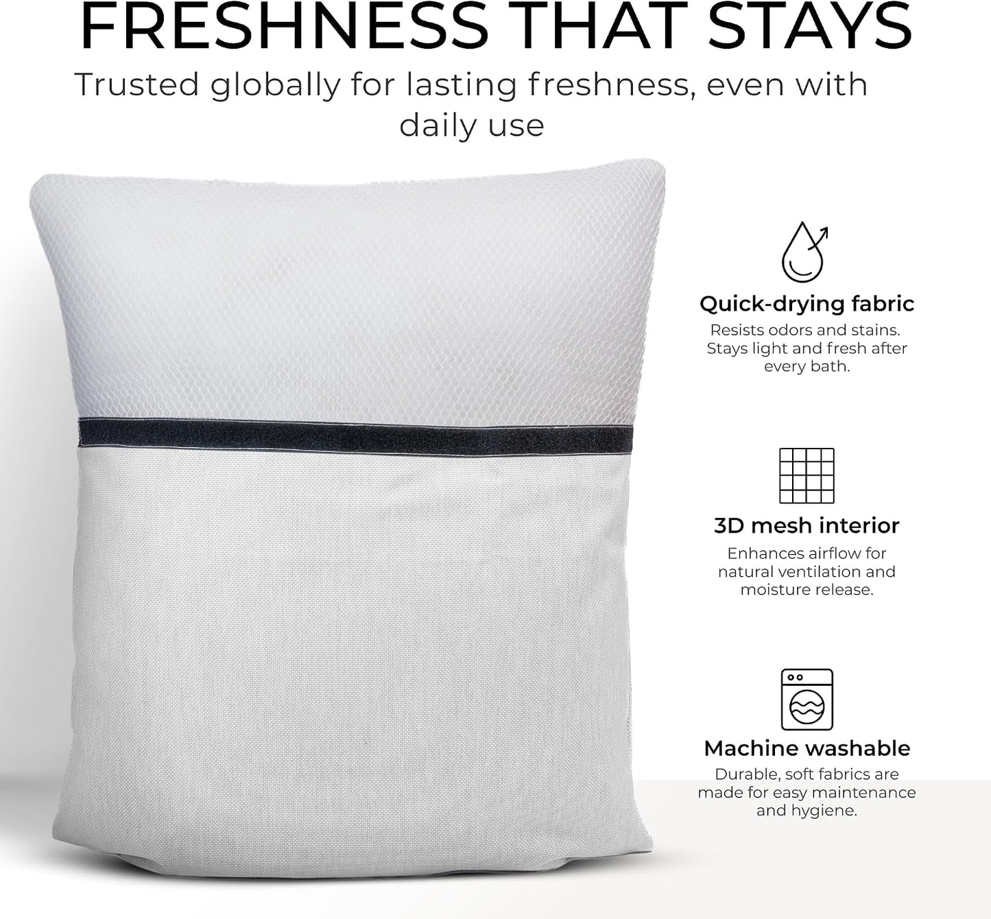 Luxury Bath Pillow for Tub - Thick and Comfortable Bathtub Pillow Support for Head and Neck and Back - Washable Quick-Drying Bath Pillows - Bath Cushion for Home Spa - Fits Any Bathtub - Light Gray