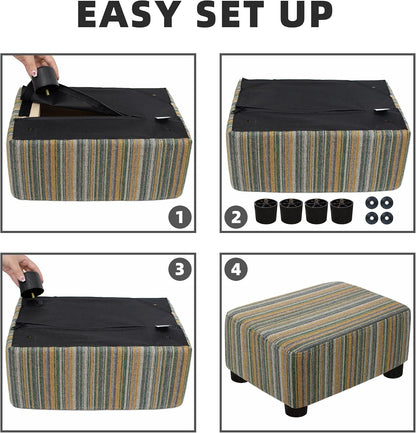CAROLMADE Small Foot Stool Ottoman Footstool with Legs Under Desk Footrest for Living Room Bedroom and Office,Linen-Grey