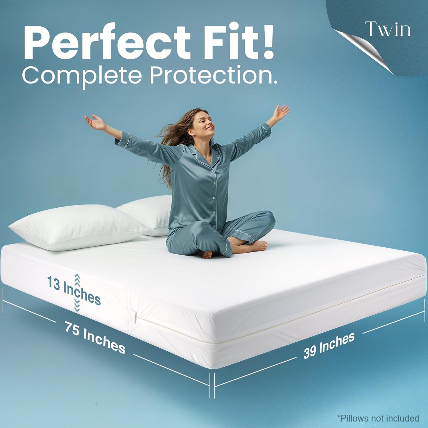 Utopia Bedding Mattress Protector Zippered Twin XL Size, 100% Waterproof Bed Bug and Dust Mite Proof Mattress Encasement, Absorbent 6 Sided Mattress Cover