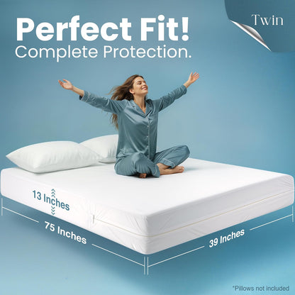 Utopia Bedding Mattress Protector Zippered Twin XL Size, 100% Waterproof Bed Bug and Dust Mite Proof Mattress Encasement, Absorbent 6 Sided Mattress Cover