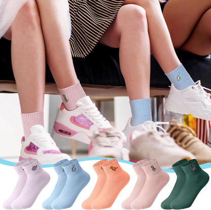 Eurzom 10 Pairs Socks Womens Crew Elastic Ankle Length Cotton Socks Aesthetic Cute Lightweight Low Cut Gifts for Women - Colors B
