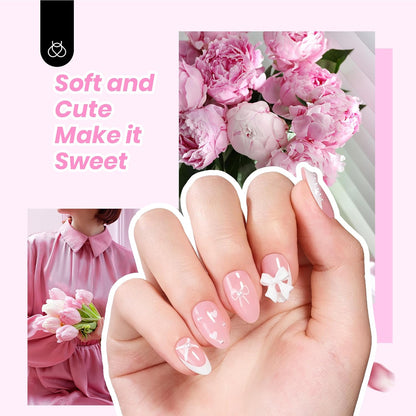 Beetles Press On Nail Kit-Short Square French Tip Press On Nails, 150Pcs Pink French Nail Tips with Nail Glue & Remover Builder Top Coat Nail Lamp, All-in-One DIY Fake Nails Gift for Women