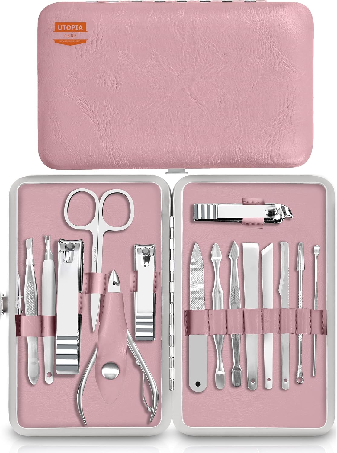 Utopia Care Nail Clippers Professional Nail Kit or Manicure Kit for Women and Men, Stocking Stuffers or Groomsmen Gifts Pedicure Set for Fingernail, Toenail Clippers with Travel Case