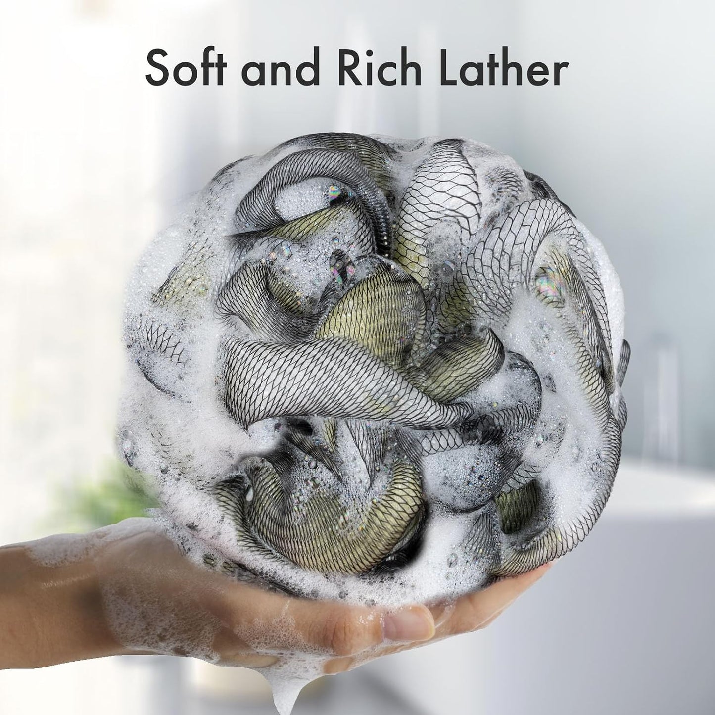 AmazerBath Charcoal Loofah Sponge, Shower Loofah 60g/PCS - Body Scrubber Loofa Set of 4 - Charcoal Blue, Green, Purple & Red, Bath Sponge for Men and Women