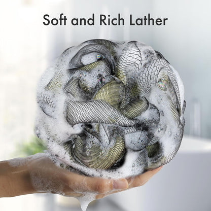 AmazerBath Charcoal Loofah Sponge, Shower Loofah 60g/PCS - Body Scrubber Loofa Set of 4 - Charcoal Blue, Green, Purple & Red, Bath Sponge for Men and Women