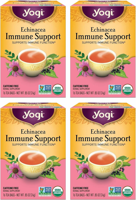 Yogi Echinacea Immune Support Tea, 16 Tea Bags (4 Pack)