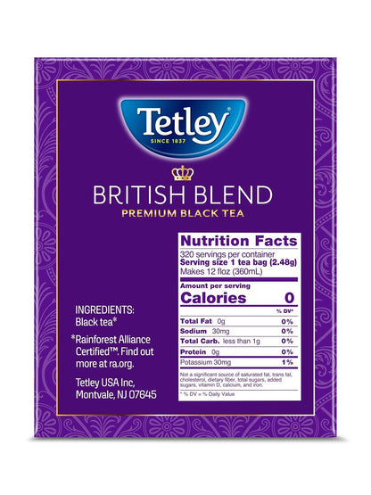 Tetley, British Blend Black Tea, 320 Count, Hot or Iced, Rich & Robust Black Tea