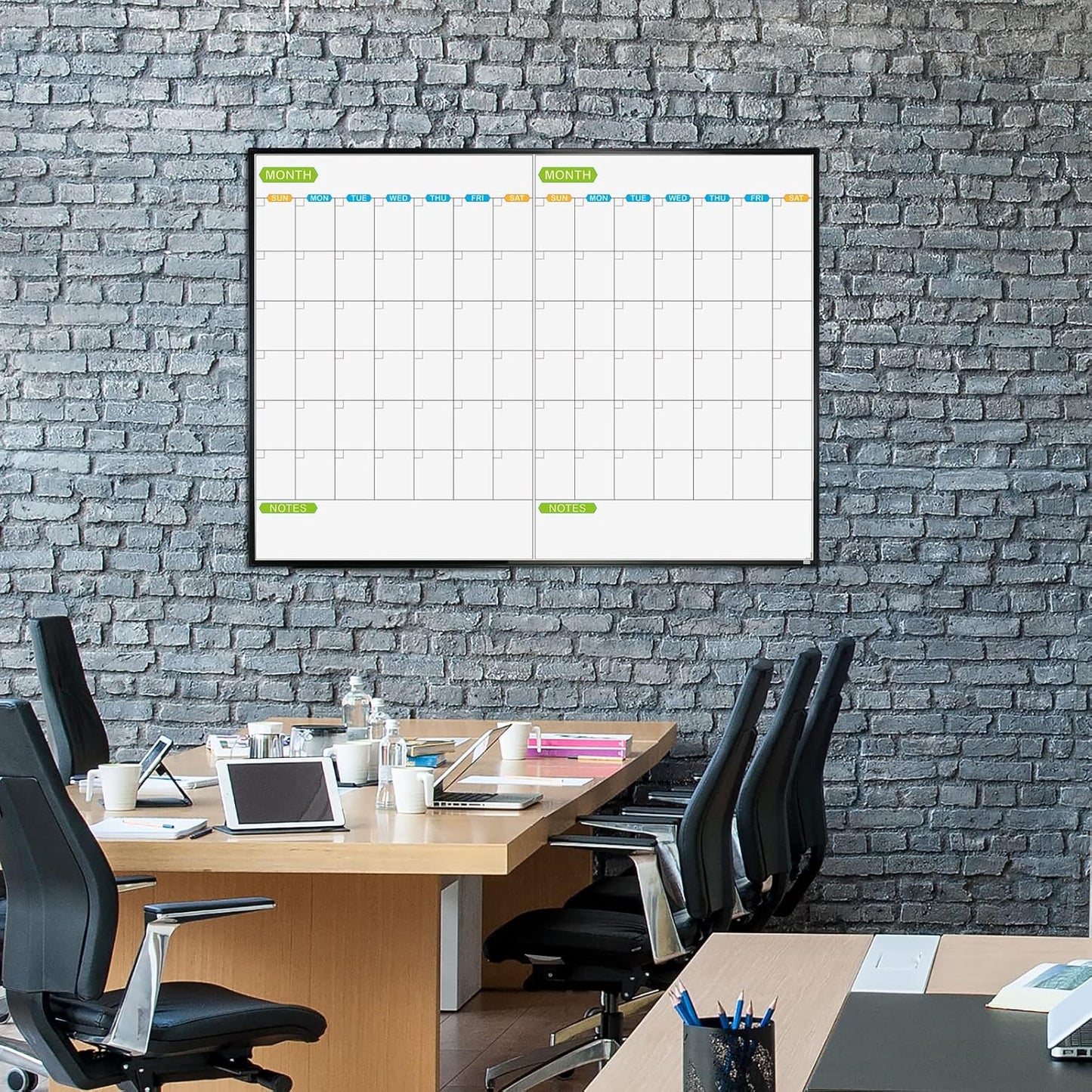 JILoffice Magnetic Dry Erase Calendar Whiteboard, 4 Month White Board Planner 36 X 24 Inch, Black Aluminum Frame Wall Mounted Board for Office Home and School