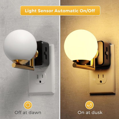 L LOHAS LED Night Lights Plug into wall, Amber Night Light with Adjustable Brightness, Plug in NightLight with Auto Light Sensor, Wall Sconce-Style Design Night Light for Bathroom,Hallway, 2 Pack