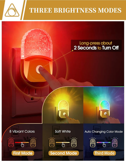 DORESshop Night Lights Plug Into Wall [2 Pack], Amber Warm Night Light, 1800K, Dusk to Dawn Sensor, Adjustable Brightness LED Night Light for Bathroom, Hallway, Stairway
