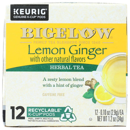 Bigelow Tea Lemon Ginger Herbal K-Cup Pods, 12 Count (Pack of 6)