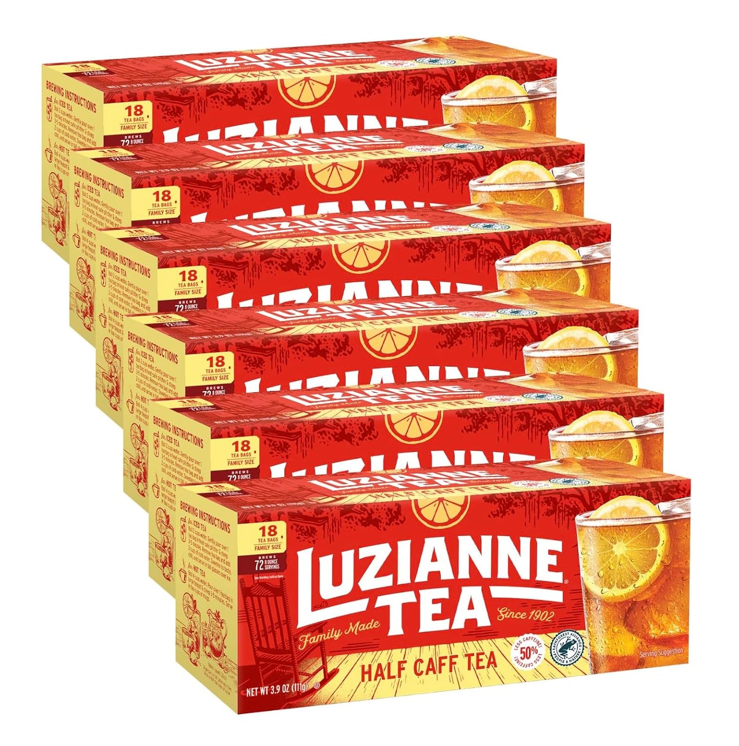 Luzianne Unsweetened Hibiscus Iced Tea Bags, Family Size, 22ct Box (Pack of 6)