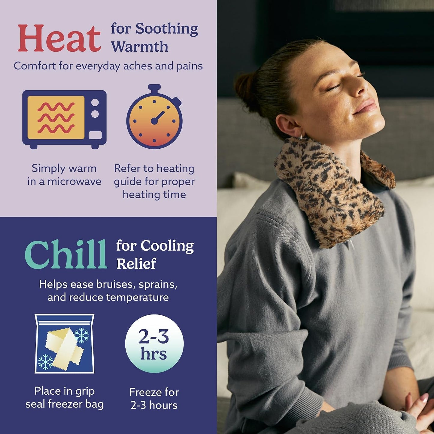 warmies Microwavable Neck & Shoulder Wrap - Weighted Neck Wrap - Microwavable Heat Pack for Shoulders - Chillable Heating Pad with Lavender for Aches & Pain - Marshmallow Gray, 19 x 5 x 3 in, 2 lb
