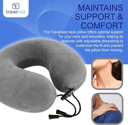 TRAVELREST Nest Neck Pillow Travel Essentials - Memory Foam Support - Grey