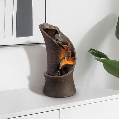 Kalona Tabletop Waterfall Fountain Rockery Fountains Soothing Sound Tabletop Fountains Home/Office Decor with a Small Plastic Pot to Grow The Plant by Yourself(Automatic Watering)(22020)
