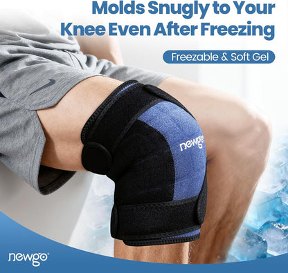 NEWGO 360° Knee Ice Pack Wrap, 60 Minutes Extended Cold Therapy with Ice Grid Gel, Ergonomic Y-Shape Snug Fit for Sports & Surgery Recovery, Swelling, Leak-Resistant, Reusable Design