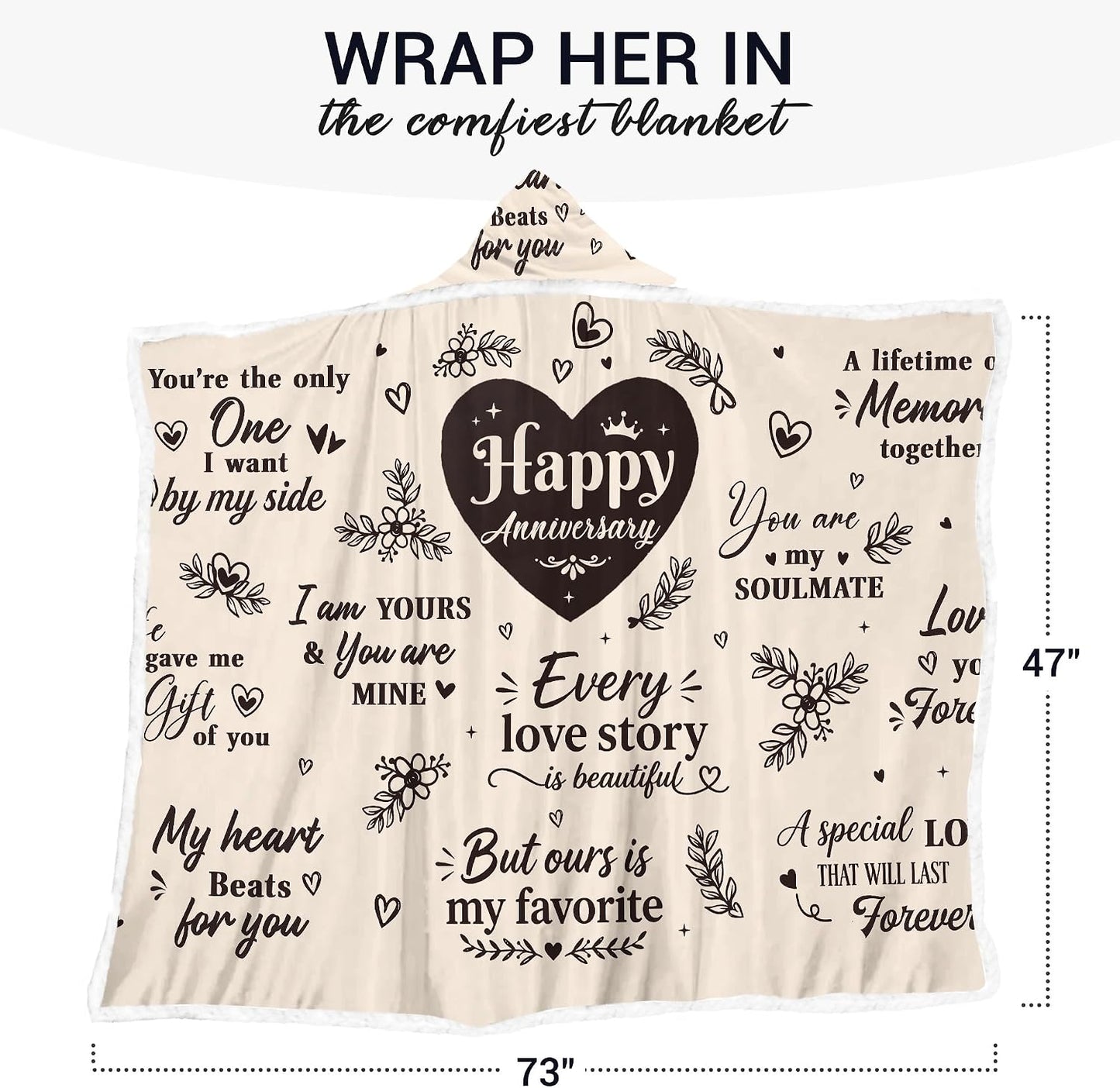Vprintes Happy Anniversary Wearable Blanket - Gifts for Wife Her on Anniversary