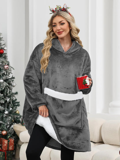 Wearable Blanket Hoodie Gifts for Women Men, Oversized Blanket Sweatshirt Cozy Fleece Blanket with Dog Giant Pocket