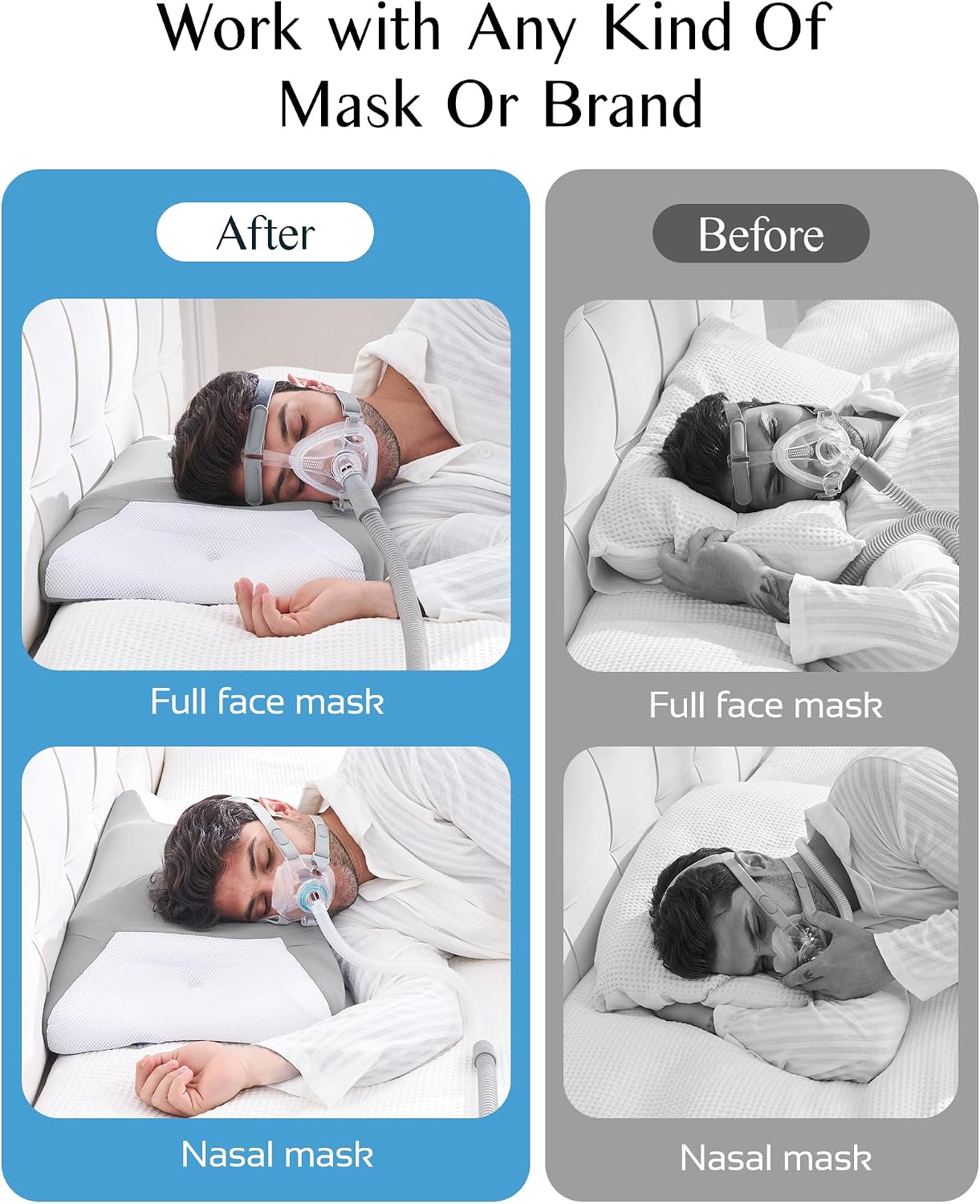 CPAP Pillow for Sleeping, HSA/FSA Sleep Apnea Pillow for All CPAP Masks Users to Reduce Air Leaks, Masks Pressure, Memory Foam with Cooling & Breathable Pillowcase for Side Back Sleeper