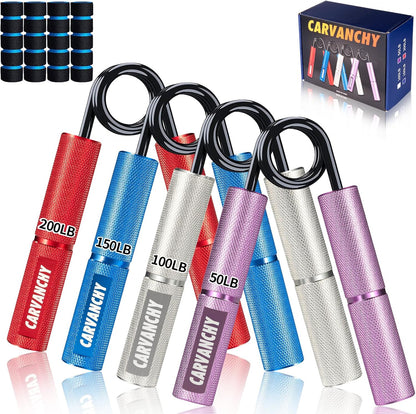 Grip Strength Trainer Set, 6 Pack, 50-350LB, Wrist Forearm Strengthener, Metal No Slip, Hand Grip Gripper Strengthener for Strength Training and Exercise, Hand Workout Squeezer Grip Strength
