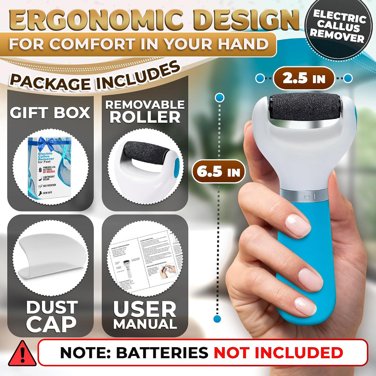 Battery Operated Foot Callus Remover for Dead Skin, Exfoliating Tool