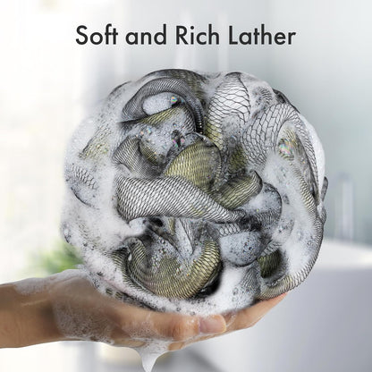 AmazerBath Charcoal Loofah Sponge, Shower Loofah 60g/PCS - Body Scrubber Loofa Set of 4 - Charcoal Blue, Green, Purple & Red, Bath Sponge for Men and Women