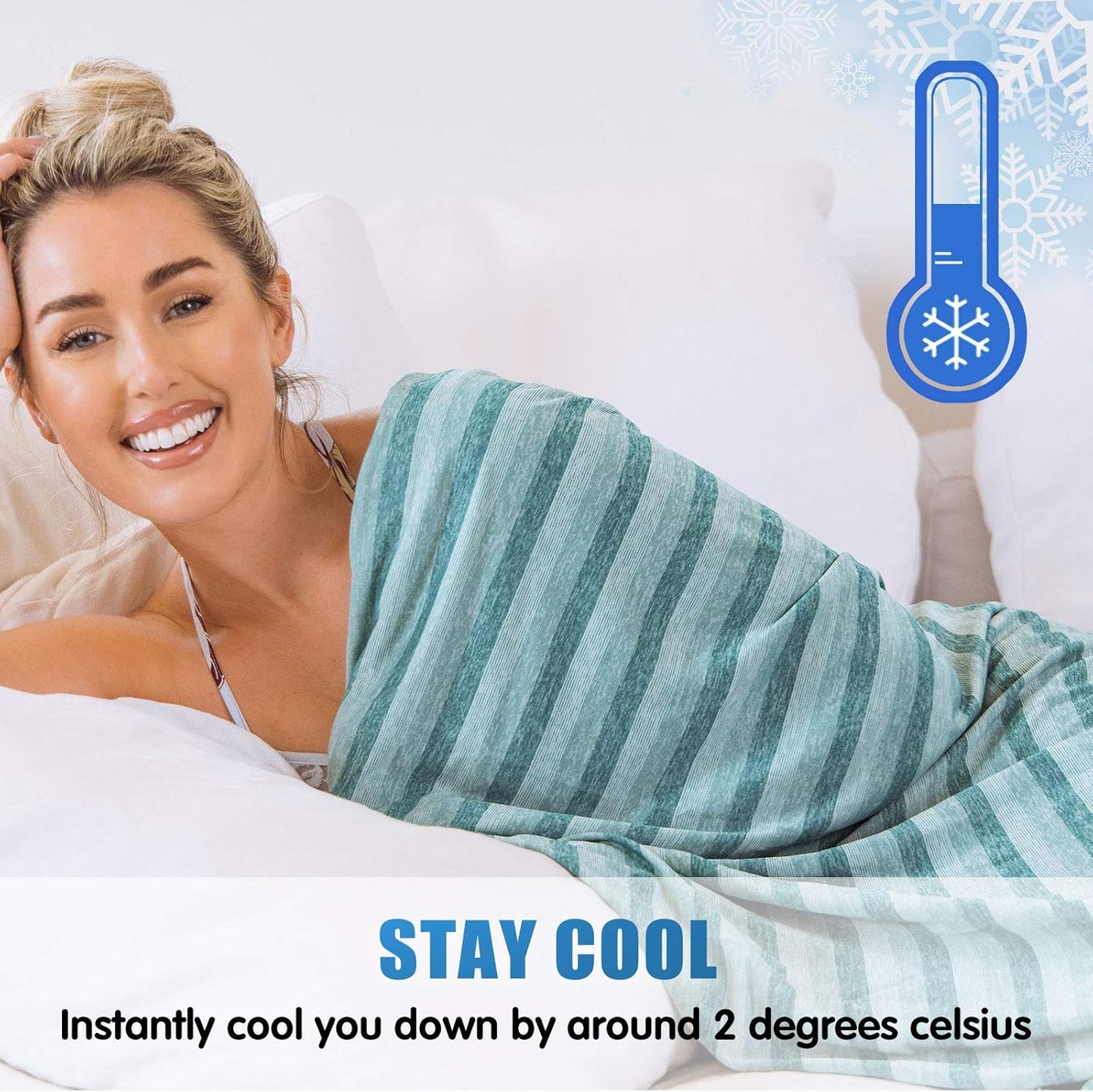 Ailemei Direct Cooling Throw Blanket for Hot Sleepers,Double Sided Cold Effect, Lightweight Breathable Summer Bed Blanket for Couch, Transfer Heat to Keep Body Cool Night Sweats,50"x70"
