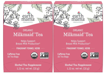 Earth Mama - Organic Milkmaid Tea, Lactation Support - 32 Teabags