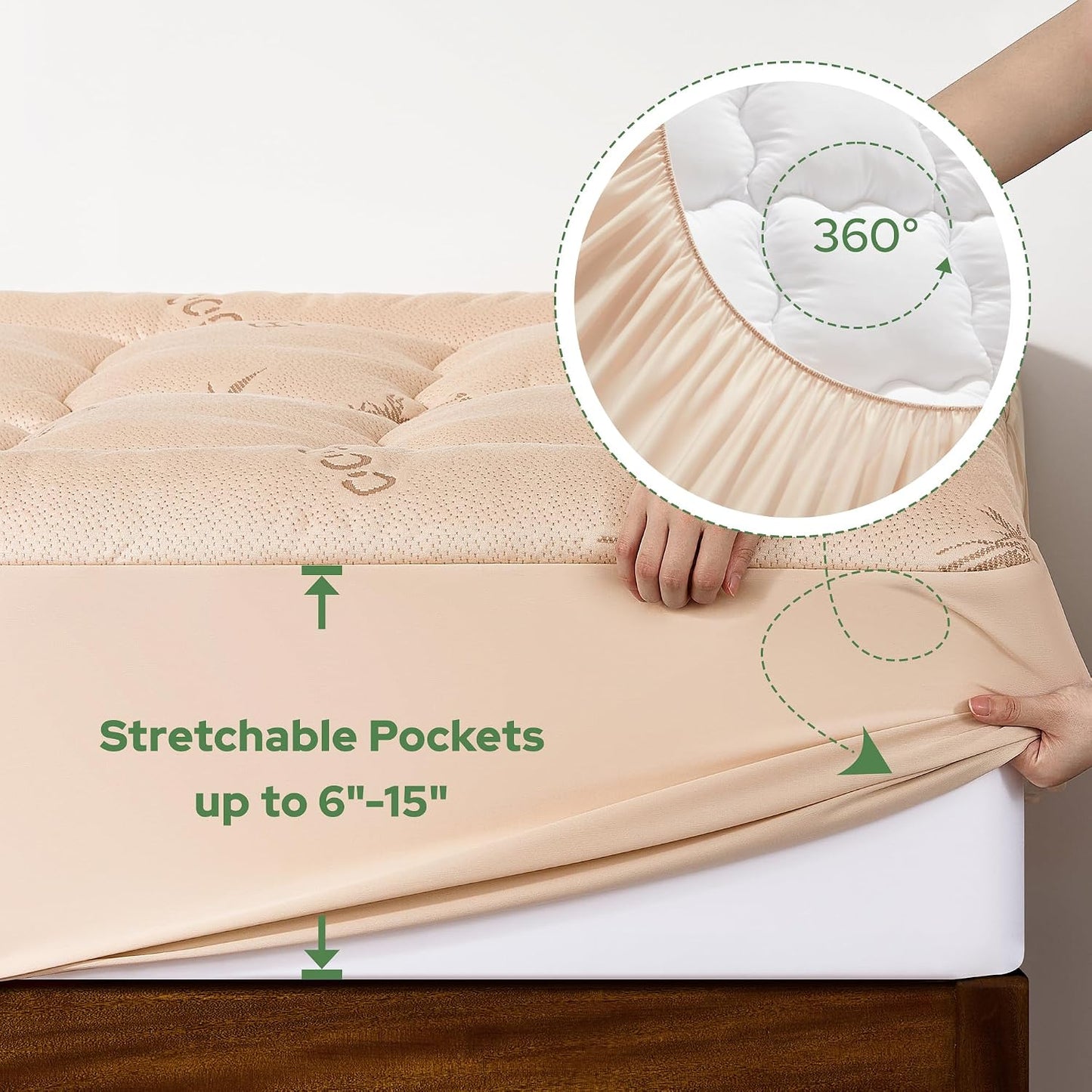 BEDLORE King Mattress Topper Viscose Derived from Bamboo, Thick Pillow Top Mattress Pad with Stretchable Pockets for 6"-18" Mattress, Soft Breathable Mattress Topper for Back Pain Relief(Dark Gray)