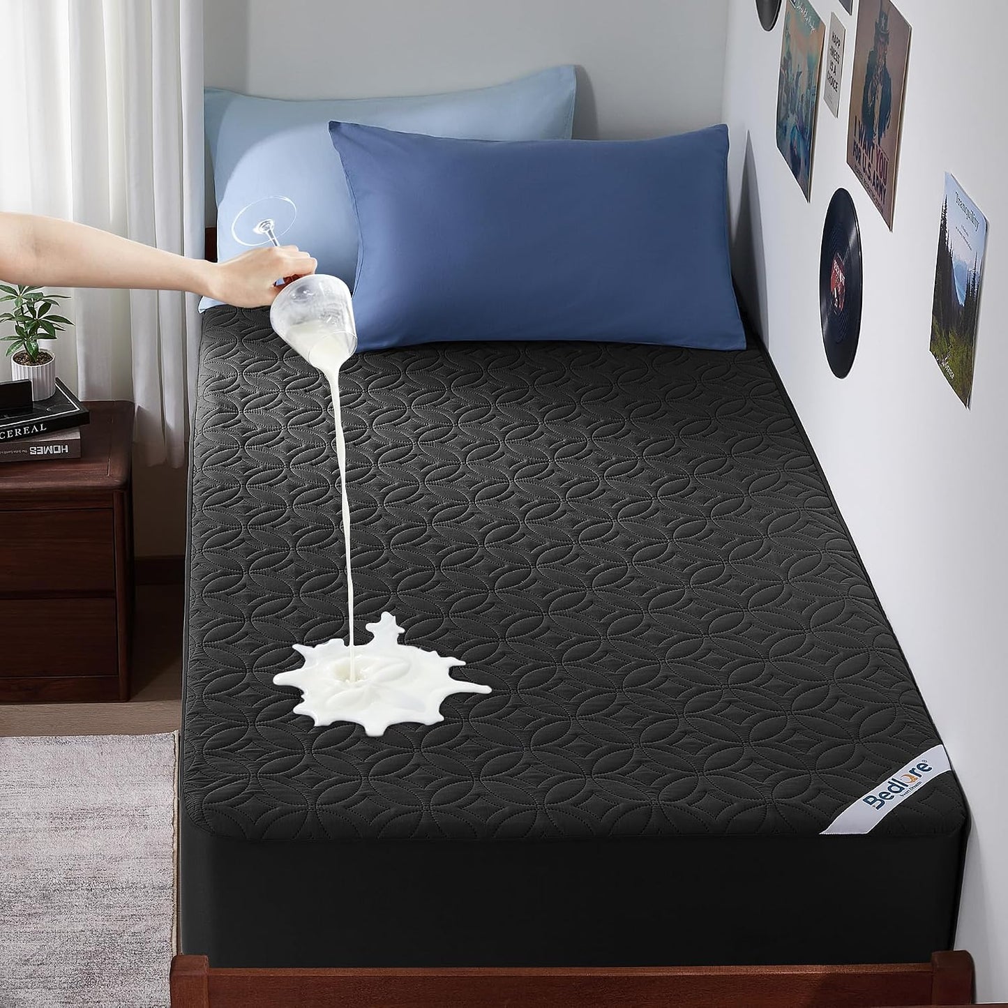 BEDLORE Waterproof Mattress Protector, King Size Mattress Pad with Deep Pocket 6"-18" Depth, Soft Noiseless Dirt-Proof Bed Mattress Cover Washable for Home, Bedroom, Hotel (Gray)