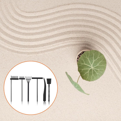 JJUNW Mini Zen Garden Kit, 6 Pcs Zen Garden Rake Tools Sand Casting Kit, Sand Zen Garden, Meditation Accessories for Home Office Desk Garden Decor