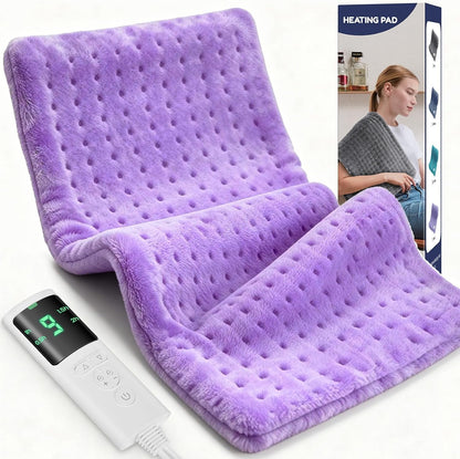 Extra Large Heating Pad for Back Pain Relief, 33"x17" Electric Heat Pad for Neck, Shoulders, Cramps, Menstrual Pain, 9 Heat Settings & 4 Auto-Off Timers, Soft Machine Wash Fabric, Gifts for Lover Gray
