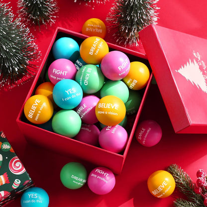 Liliful 100 Pcs Motivational Stress Balls Bulk Inspirational Squeeze Balls for Adults Anxiety Relief Fidget Toys Office Employee Gifts Classroom Rewards 2.2 Inch (Bright Colors)